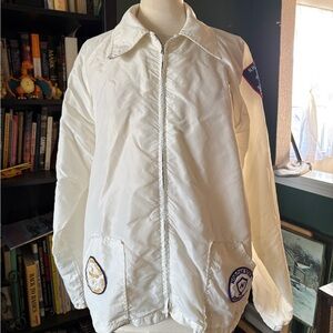 Vintage 1974 white swim team jacket sz 42
